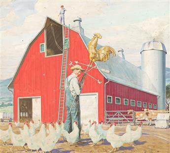 LOVELL, TOM (1909-1997) On todays farm; aluminum rules the roost.